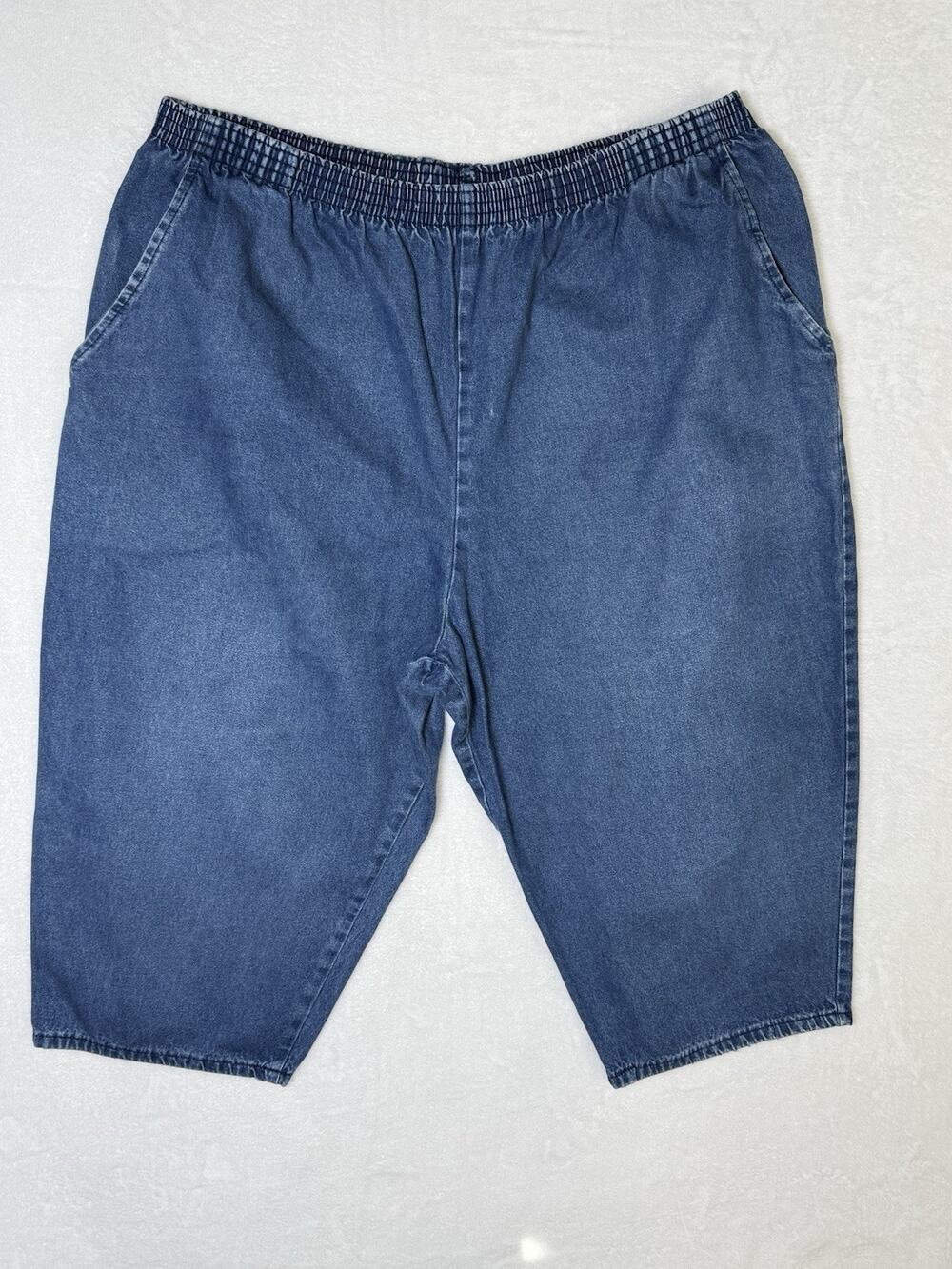 Briggs Women 24W Pull On Denim Jeans Blue Elastic Waist Cotton Capris